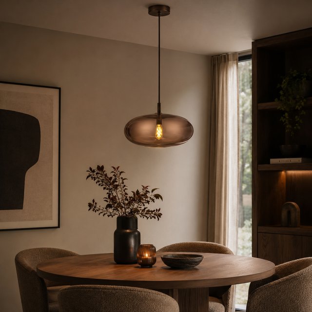 Leana oval taklampe 39cm brun 1