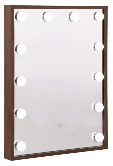 Frame LED sminkespeil vegg 51cm valnøtt  2