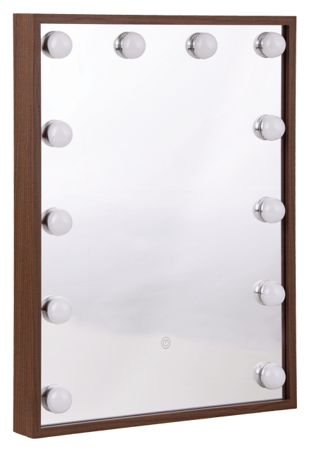 Frame LED sminkespeil vegg 51cm valnøtt  4