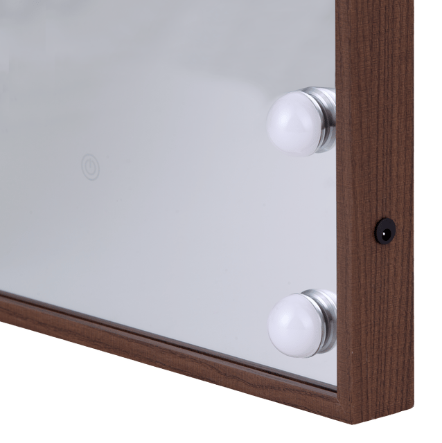 Frame LED sminkespeil vegg 51cm valnøtt , bilde 6 av 8