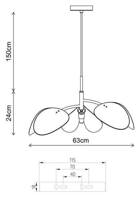 Willow taklampe 76cm valnøtt , bilde 8 av 8