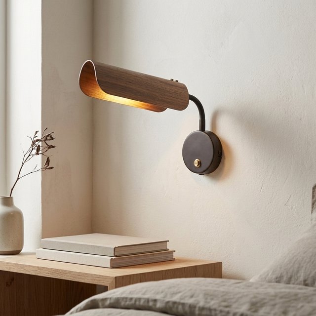 Linden vegglampe 21cm valnøtt  1