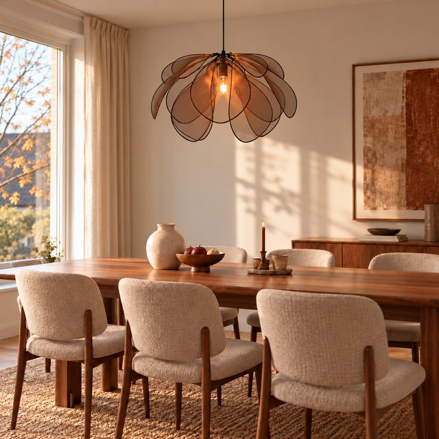 Lotus taklampe 70cm brun 2