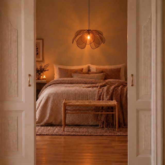Lotus taklampe 70cm brun 