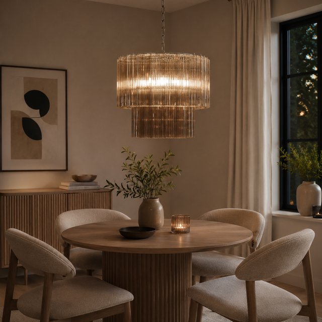 Venice taklampe lysekrone 2lag 50cm brun