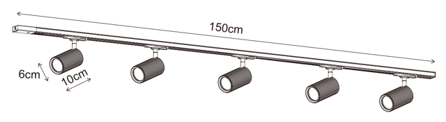 Track Spot Rillet skinne 5lys 1,5m hvit , bilde 8 av 8