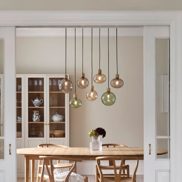 Elara taklampe rektangel 7lys 80cm flerfarget brun 2