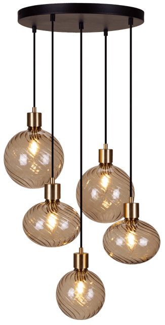 Elara taklampe rondell 5lys 40cm brun 3