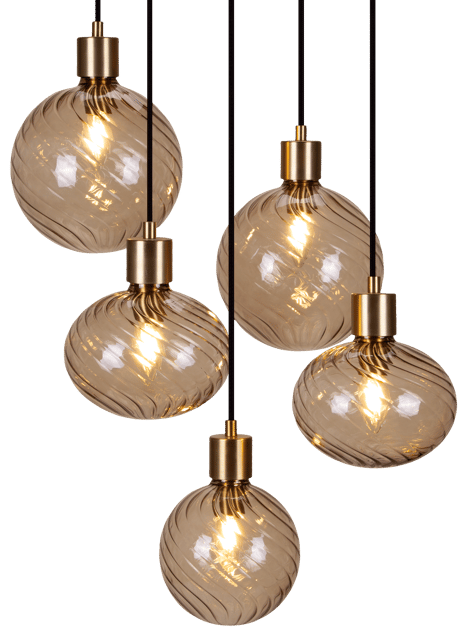 Elara taklampe rondell 5lys 40cm brun 4