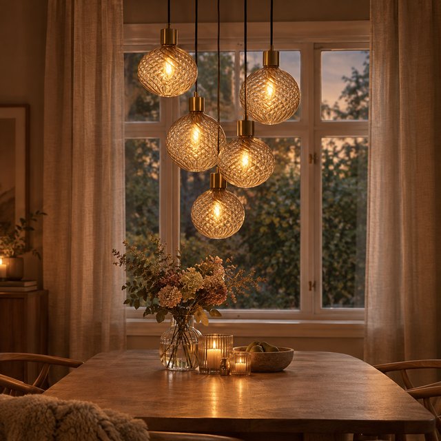 Elara taklampe rondell 5lys 40cm brun 1