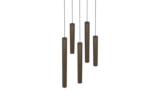 Arimato LED taklampe rondell 5lys 35cm brun, bilde 6 av 8