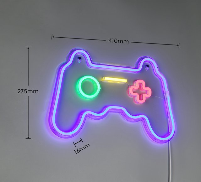 Gamer LED vegglampe 27,5cm flerfarget, bilde 8 av 8