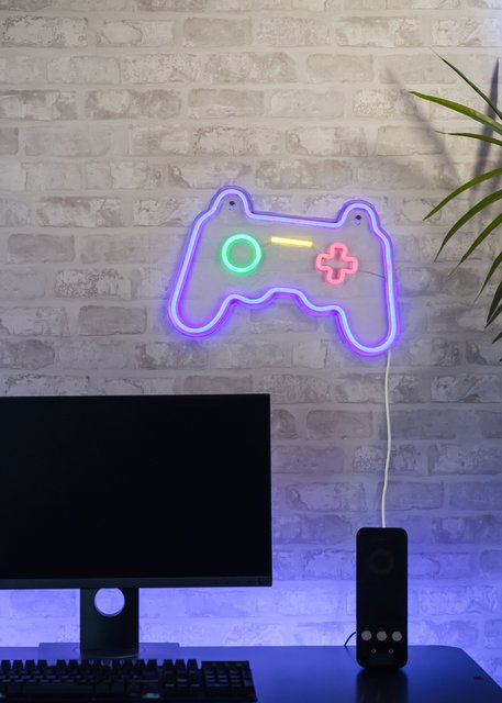 Gamer LED vegglampe 27,5cm flerfarget, bilde 2 av 8