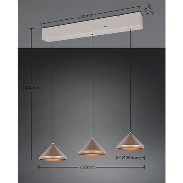 Laguna LED taklampe rekke 3lys 70cm coffee, bilde 2 av 8