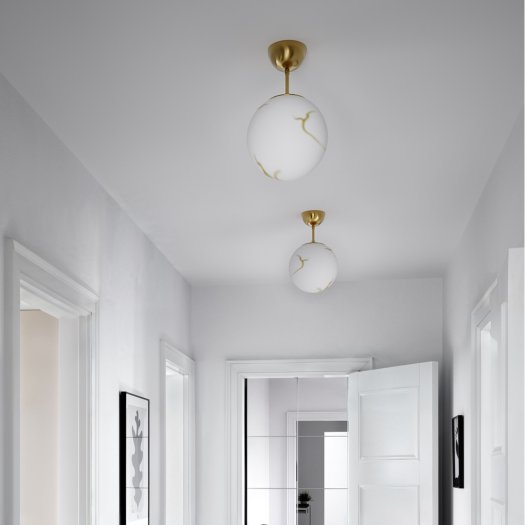 Bellagio plafond taklampe 25cm messing/hvit 1
