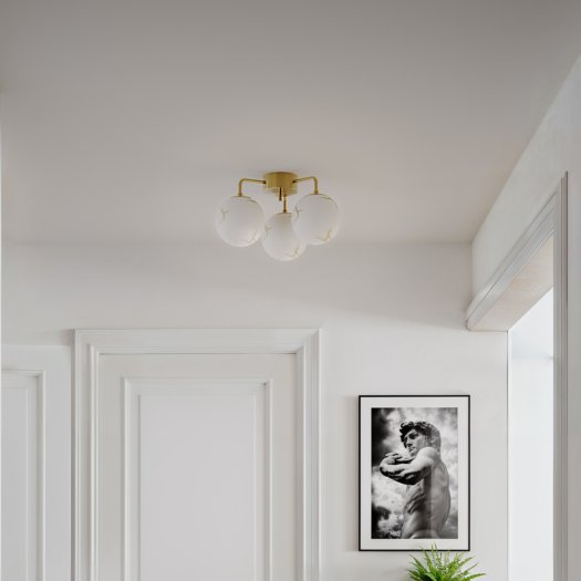 Bellagio plafond taklampe 3lys 50cm messing/hvit 1