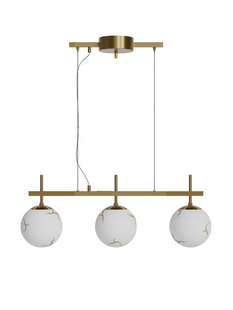 Bellagio taklampe rekke 3lys 82cm messing/hvit 2