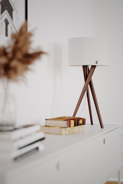 Vega bordlampe 55cm valnøtt/hvit 3