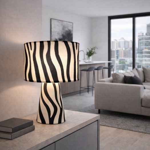 Zany Zebra bordlampe 43cm svart/hvit 1