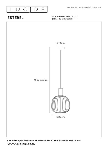 Esterel taklampe 25cm beige , bilde 8 av 9