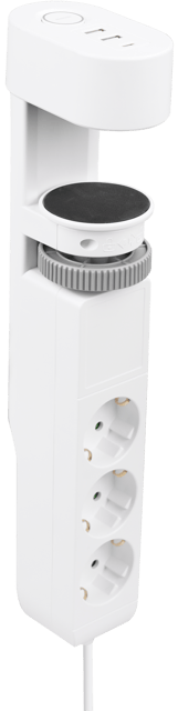 Skjøteledning hengende 3-veis & USB porter hvit 4