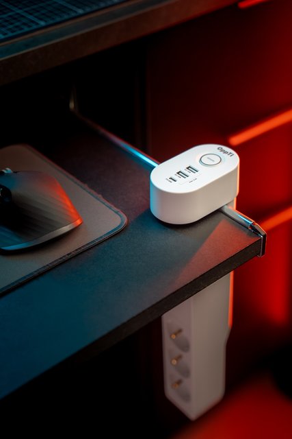 Skjøteledning hengende 3-veis & USB porter hvit 3