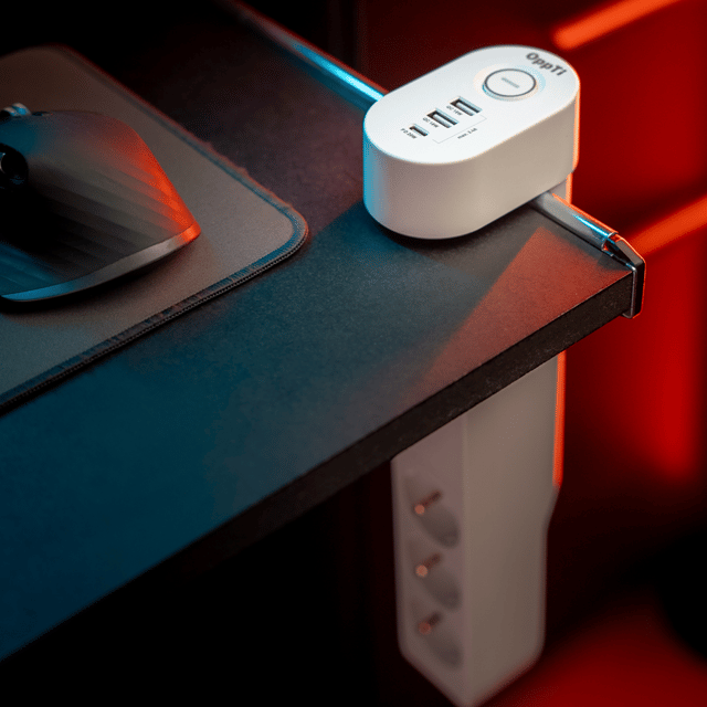 Skjøteledning hengende 3-veis & USB porter hvit 1