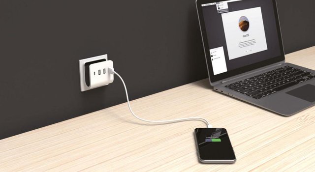 Stikkontakt med 4 USB ladeporter hvit 4