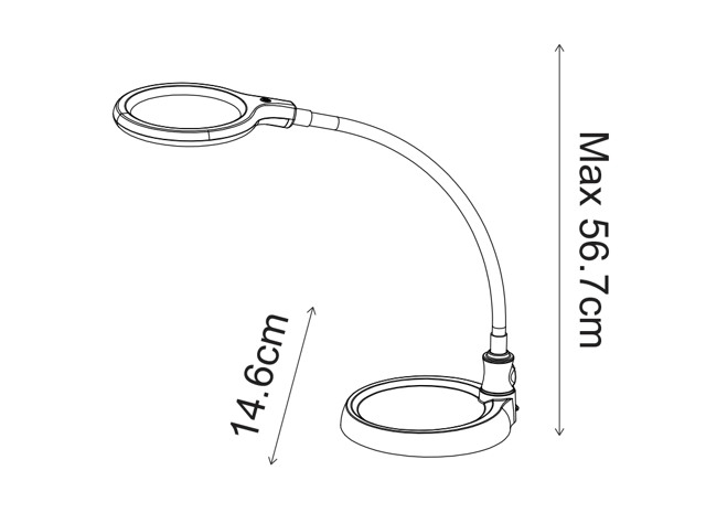 Lupelampe LED bordlampe klypefeste 56cm hvit, bilde 12 av 13