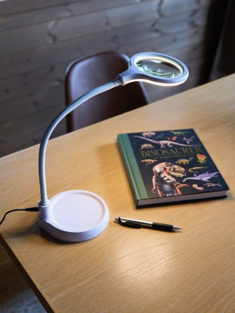Lupelampe LED bordlampe klypefeste 56cm hvit 2