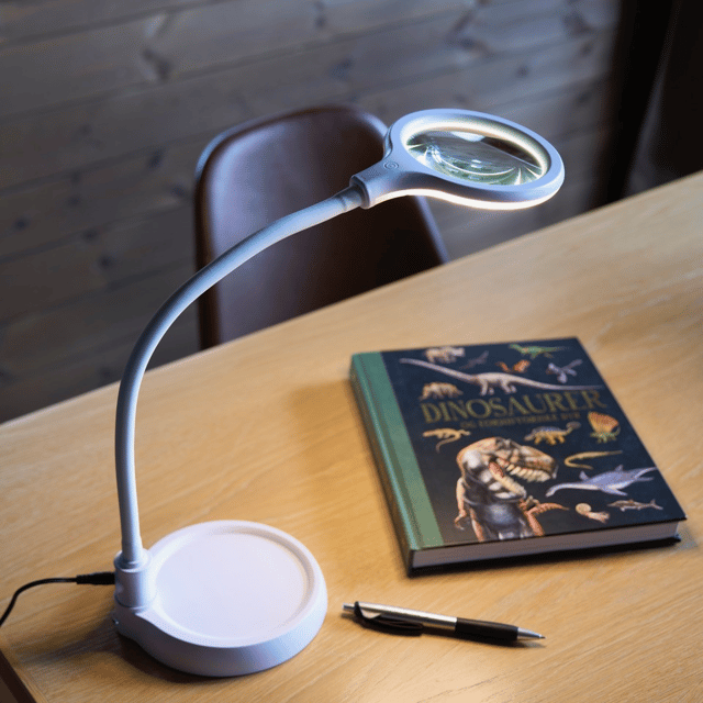 Lupelampe LED bordlampe klypefeste 56cm hvit 1