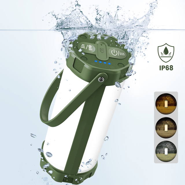 Camping lampe LED oppladbar IP68 14cm grønn, bilde 5 av 12