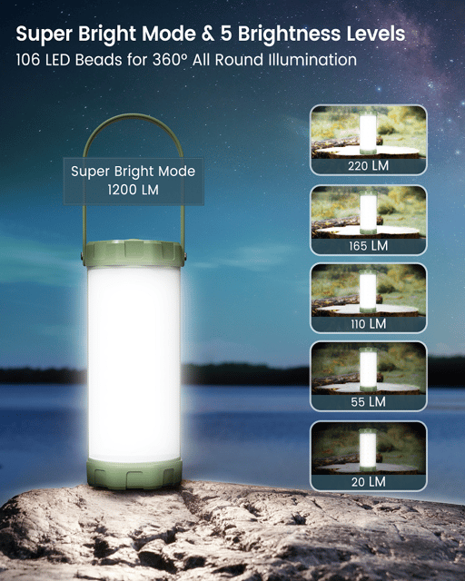 Camping lampe LED oppladbar IP68 14cm grønn, bilde 7 av 12