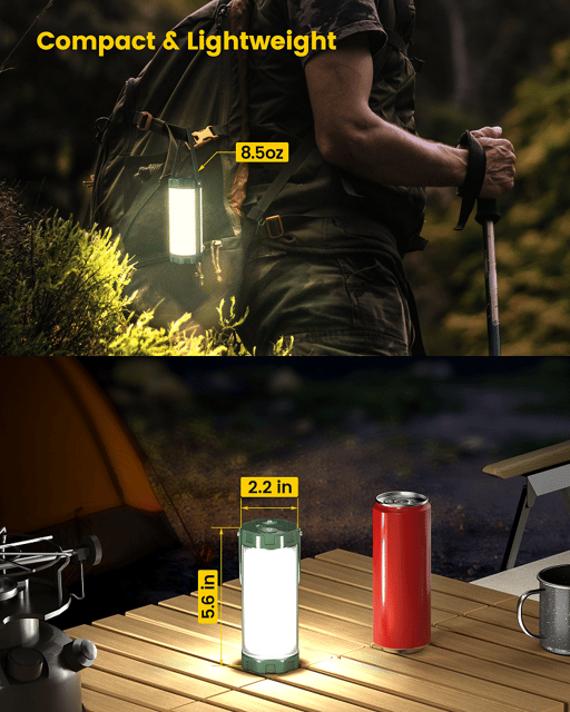 Camping lampe LED oppladbar IP68 14cm grønn, bilde 11 av 12