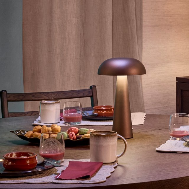 Laccaria LED oppladbar bordlampe 30cm brun 2