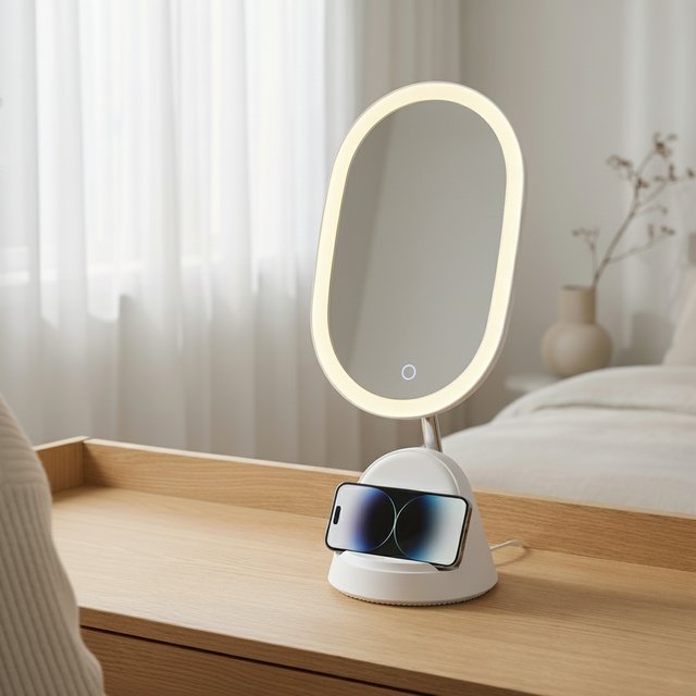 Sminkespeil LED med stativ 41,5cm hvit 3