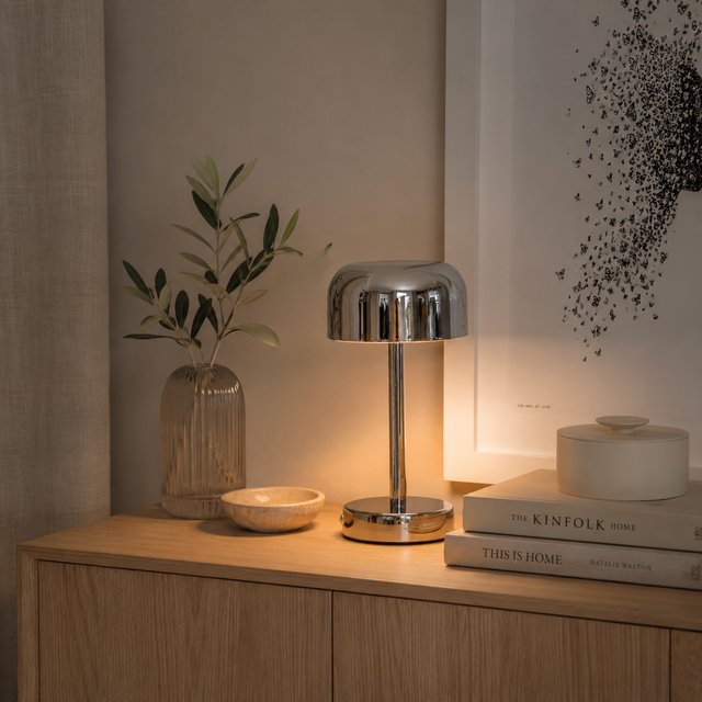 Touch LED oppladbar bordlampe 25cm krom 1