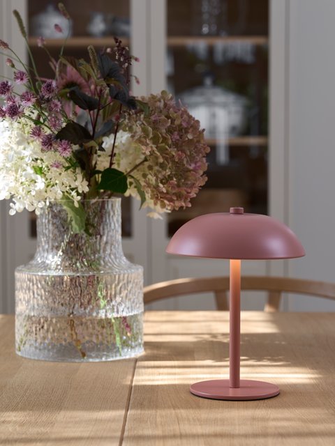 GlowGo LED oppladbar bordlampe 20,5cm rosa 3