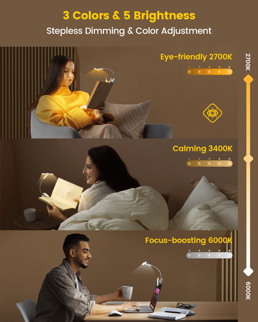 Clip Multi-light LED oppladbar boklys 31cm hvit, bilde 6 av 14