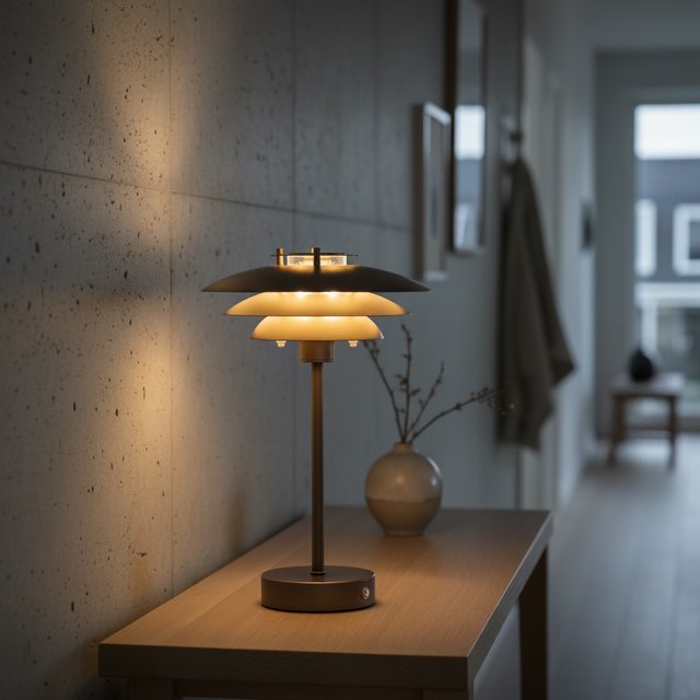 Joakim LED oppladbar bordlampe 30cm brun 1