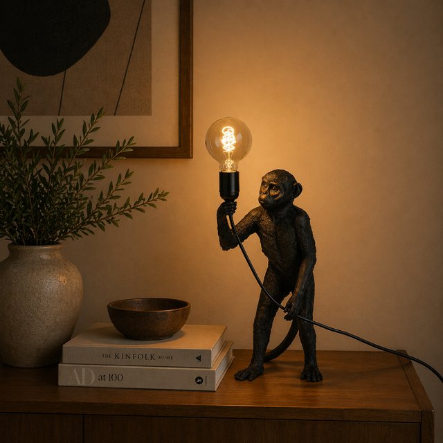 Monkey bordlampe 32cm sort 1