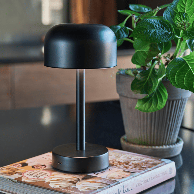 Touch LED oppladbar bordlampe 25cm sort 1