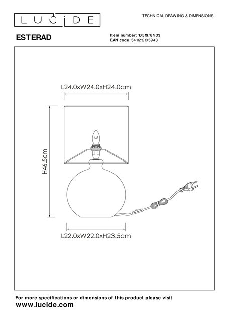 Esterad bordlampe 47cm grønn, bilde 5 av 5
