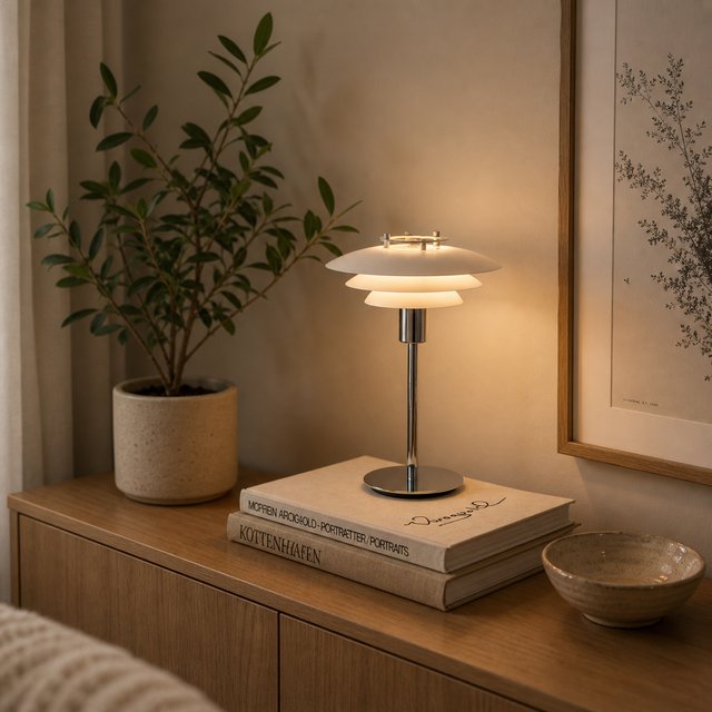 Joakim bordlampe 30cm hvit/krom 1