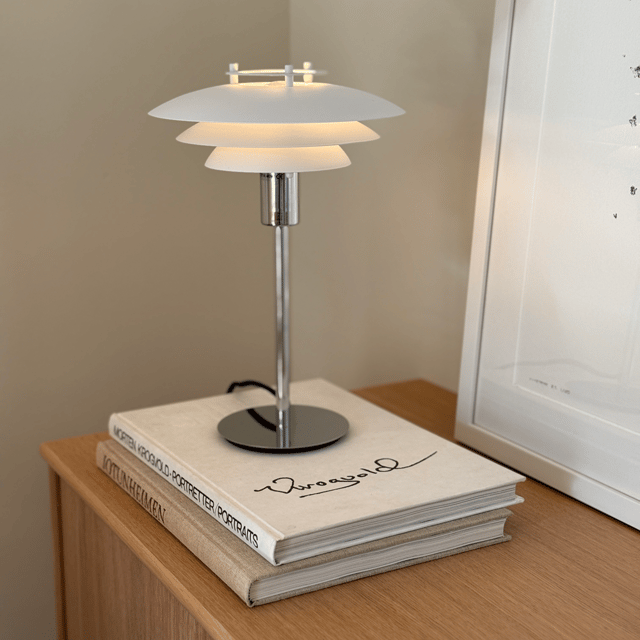 Joakim bordlampe 30cm hvit/krom 2