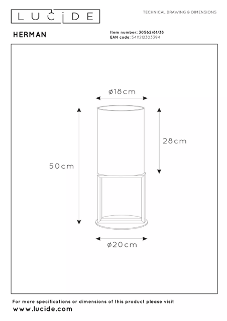 Herman bordlampe 42cm beige 4