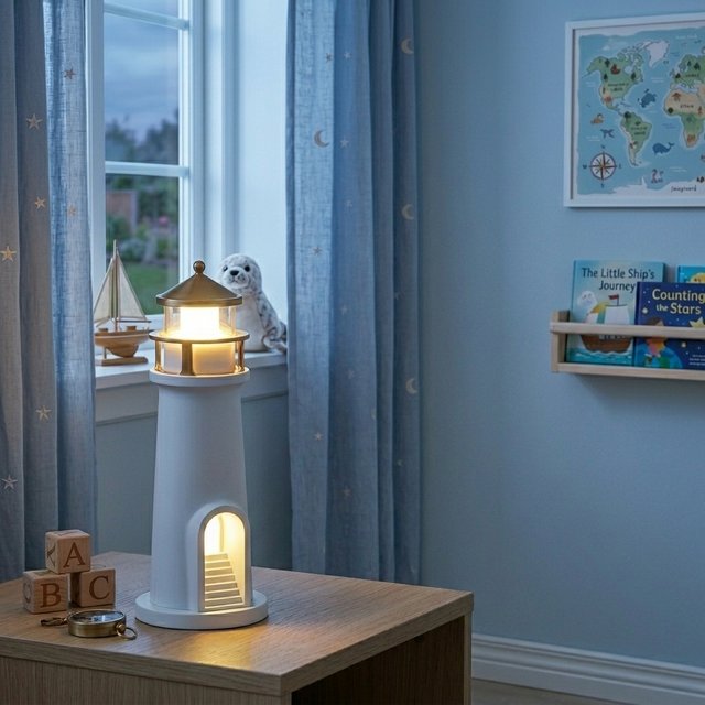 Fyrtårn prosjektor LED oppladbar bordlampe 24cm hvit 1