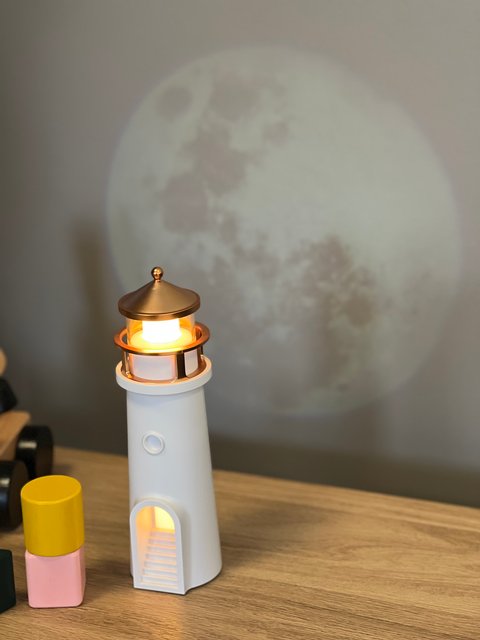 Fyrtårn prosjektor LED oppladbar bordlampe 24cm hvit 3