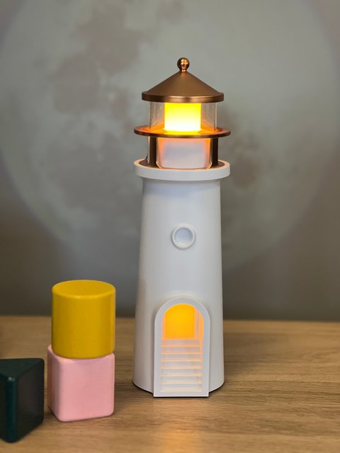 Fyrtårn prosjektor LED oppladbar bordlampe 24cm hvit 4