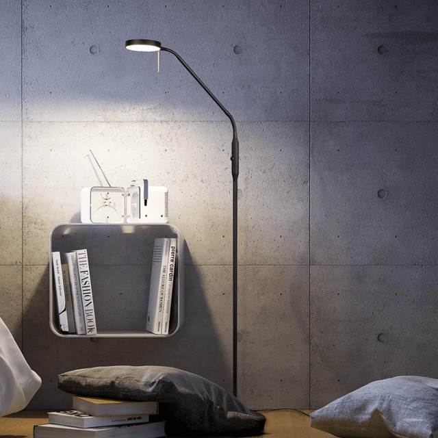 Monza LED leselampe gulv 145cm sort, bilde 4 av 9